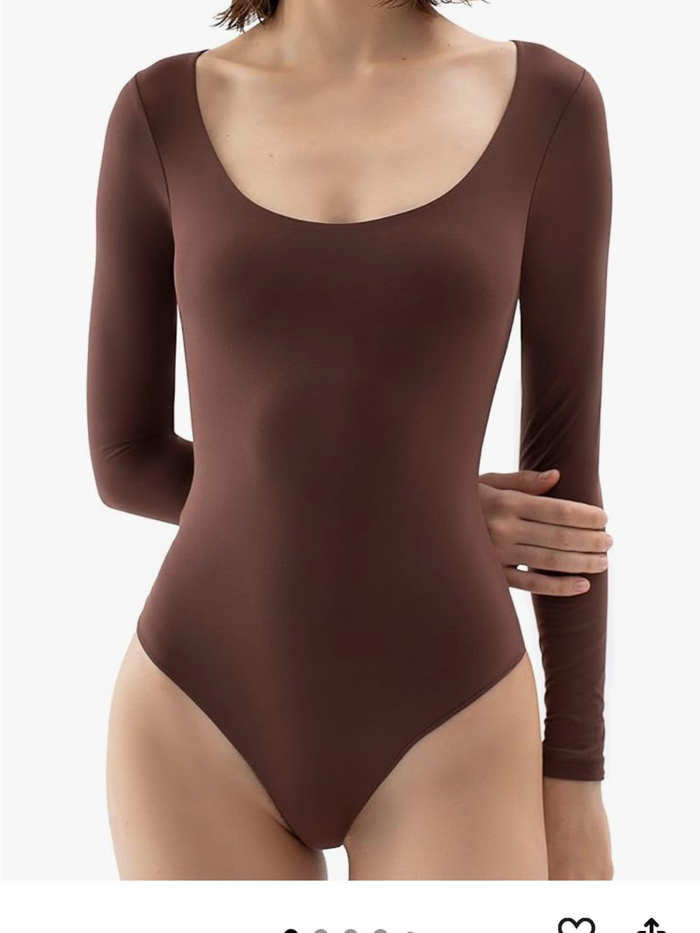 NWT pumiey Scoop Neck Long Sleeve Bodysuit - Brown medium